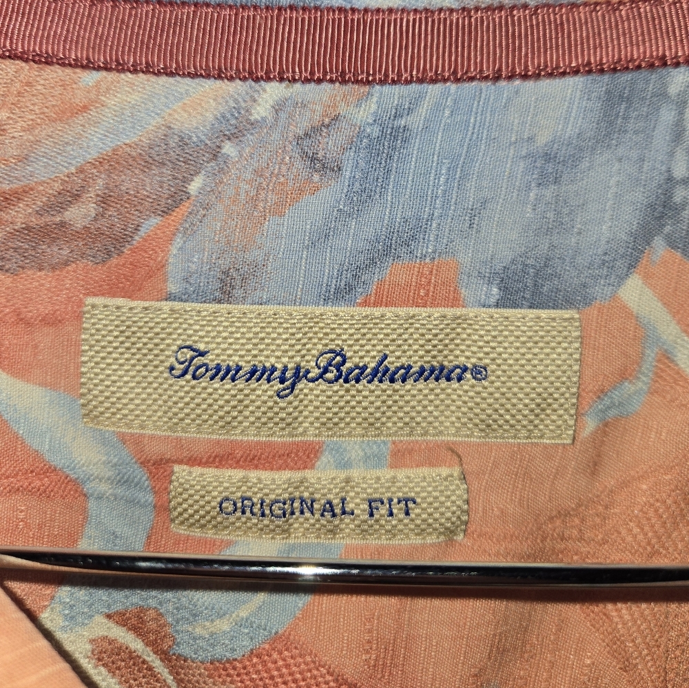 Tommy Bahama Silk Shirt in Coral And Green Men's Sz XXL